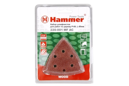 Набор шлифлистов Hammerflex 220-001 MF-AC 001 Р 60 